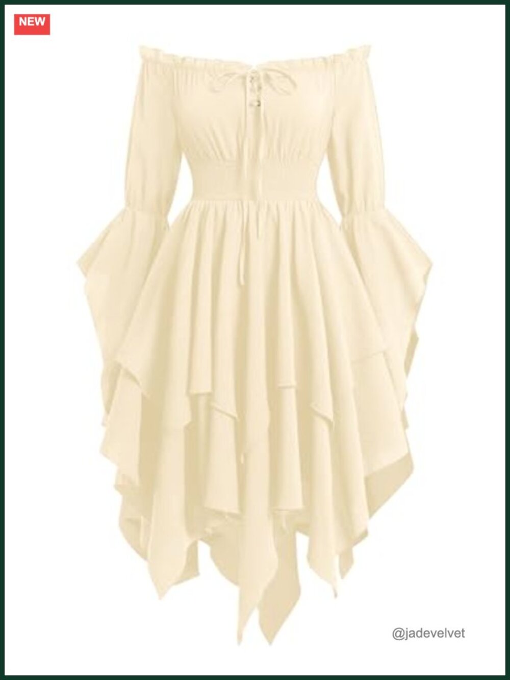 Off Shoulder Renaissance Dress with Bell Sleeves, Medieval Gothic Costume